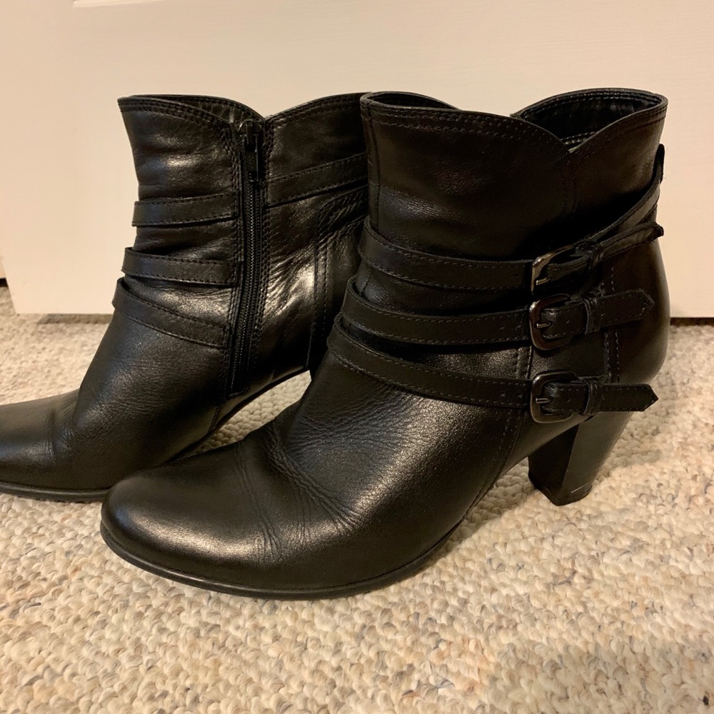 Clarks Black Leather Booties
